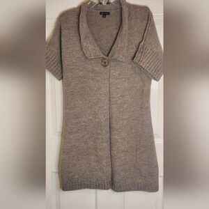 ii Sisters M Gray WOOL Blend Shrtslvs Knit Collared 1 Button Women's Cardigan
